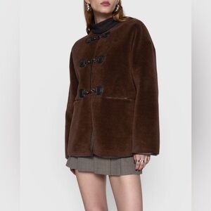 Rebecca Minkoff NWT Shearling Toggle Jacket Chocolate Brown